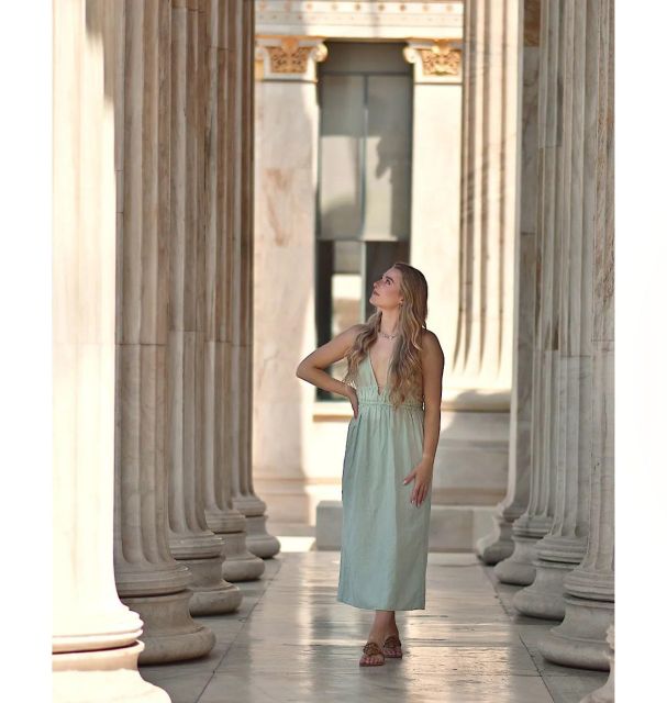 Ancient Greece Photoshoot - Greek-columns backdrop: National Library and University of Athens near Panepistimiou
