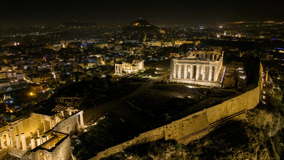 Athens and Piraeus: Private Night Tour - Acropolis of Athens at night: your “big view” anchor