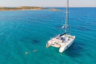 Athens Private Full day Catamaran cruise with meal & drinks - Agia Marina Bay, Aegina: Your First Swim Stop and Snorkel Session