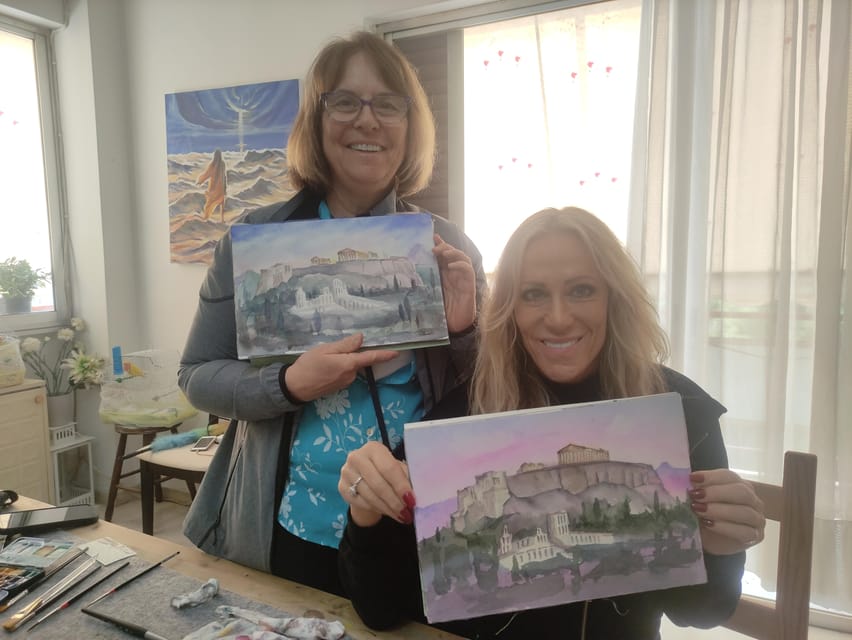Athens: workshop for painting landscape with local artist - The class flow: demo first, then step-by-step painting
