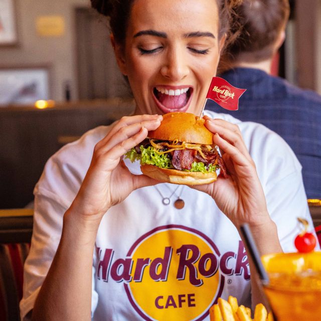 Hard Rock Cafe Athens with Set Menu for Lunch or Dinner - The Rock Shop after dinner and the memorabilia walls before it