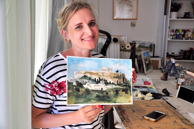 workshop for painting acropolis/landscape with local artist - The studio lesson plan: sketching, composition, and getting the tones right
